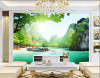 Tranh phong cảnh thuyền đậu trên sông -