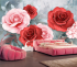 Tranh hoa hồng đỏ dán tường phòng khách, trang trí quán đẹp - 