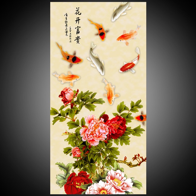 Tranh hoa mẫu đơn và cữu ngư - 1