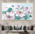 Tranh hoa sen sơn dầu dán tường trang trí đẹp 3 hoa sen hồng và cá vàng - 1