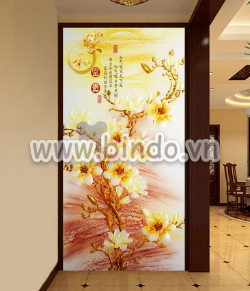 Tranh ngọc hoa mai cùng bình minh - 