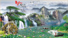 Tranh thủy mặc  núi và đàn chim bay - 1