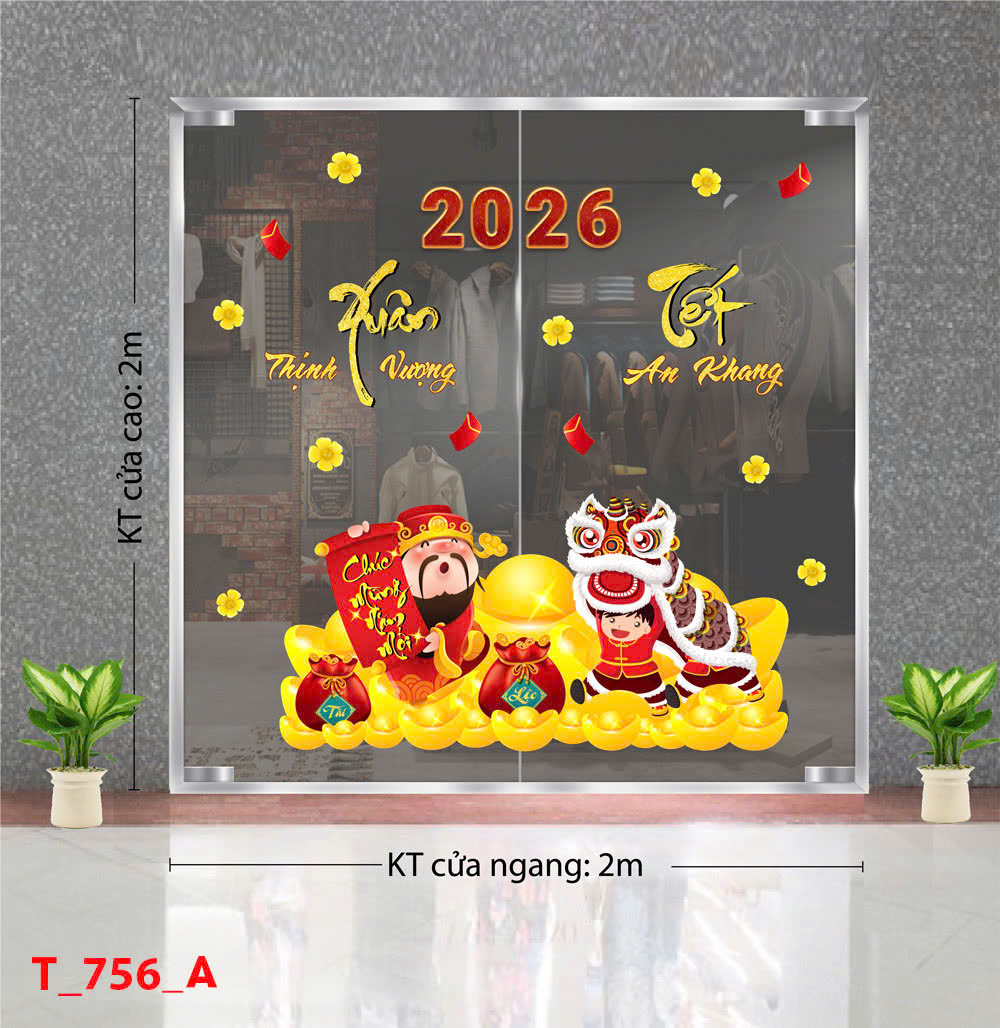 Decal dán tường    Decal Tết xuân 2026  -  Tết xuân  756A