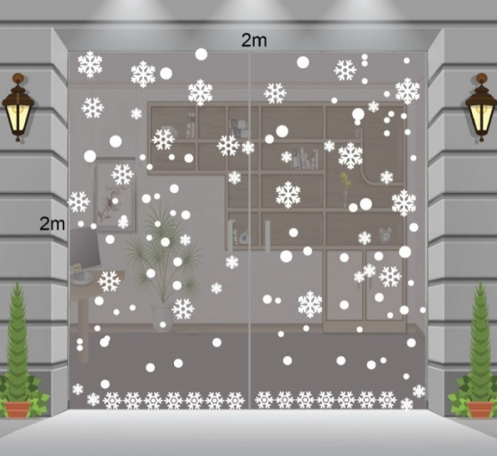 Decal dán tường Decal Bông hoa tuyết, trời tuyết 2023