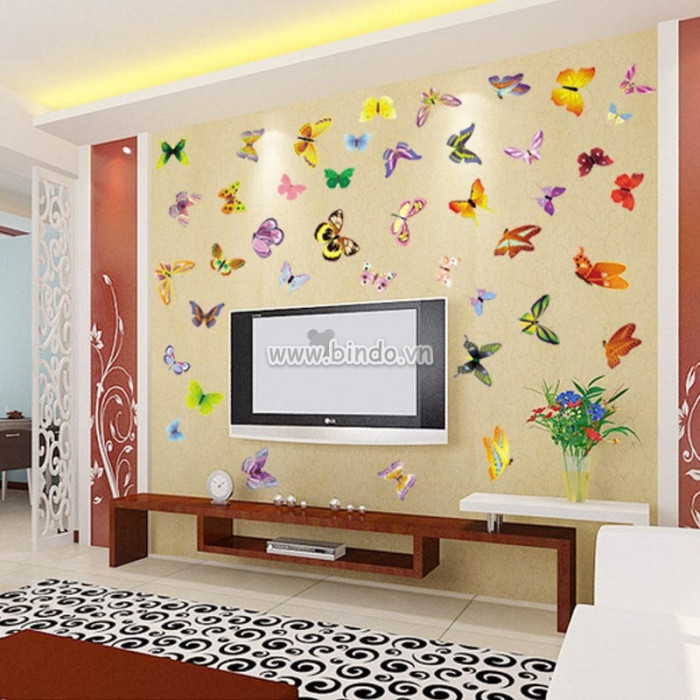 Decal dán tường Decal dán bướm sắc màu, chi tiết rời, phòng bé, đẹp TPHCM