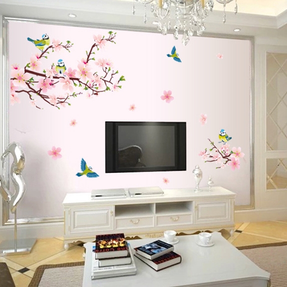 Decal dán tường Cành đào hồng 6