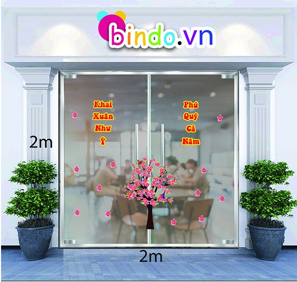 Decal dán tường Cây đào mùa xuân