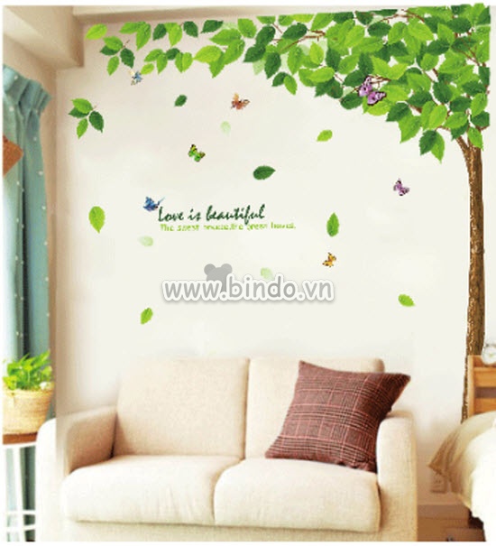 Decal dán tường Decal cây xanh lá