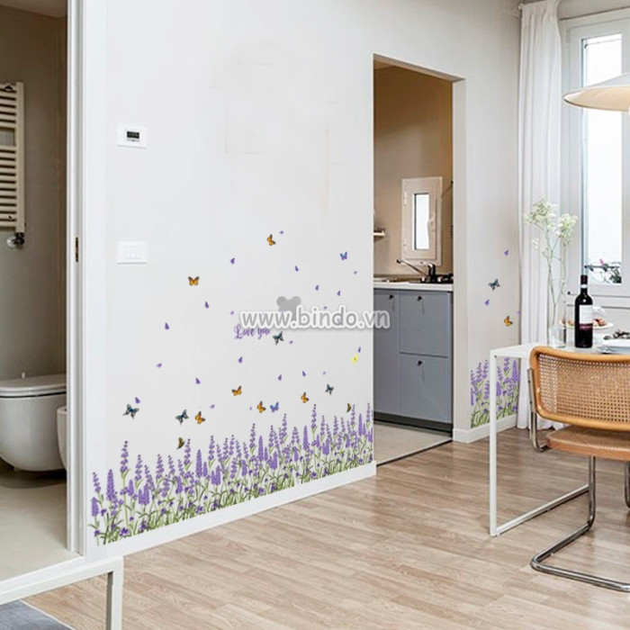 Decal hoa lavender dán tủ, kệ, chân tường phòng khách đẹp 60cm x 90cm có keo sẵn - 3