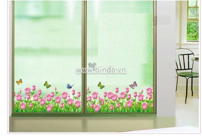 Decal dán tường Chân tường hoa  hồng