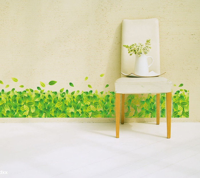 Decal dán tường Decal dán chân tường chân tường lá xanh, có sẵn keo, dán chân tường phòng khách, 1,38 x 0,35 (m) (dài x rộng) tại TPHCM