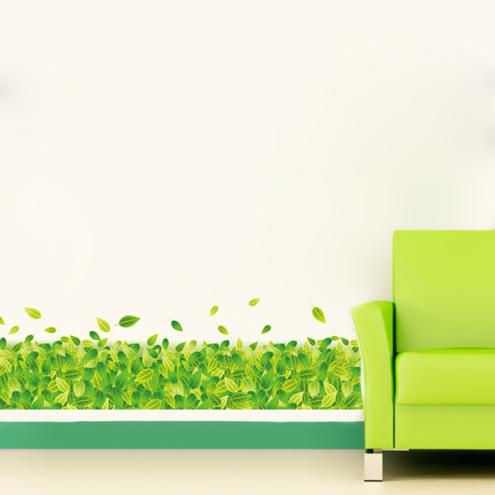 Decal dán chân tường chân tường lá xanh, có sẵn keo, dán chân tường phòng khách, 1,38 x 0,35 (m) (dài x rộng) tại TPHCM - 1