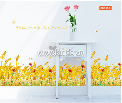Decal dán tường Chân tường lúa mì 2