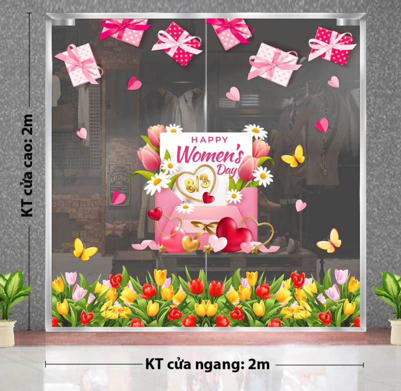 Decal dán tường Combo 35 - Decal chữ 8 tháng 3 thiệp  mừng