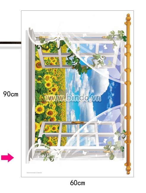 Decal dán cửa sổ hoa hướng dương, kiểu hàn quốc, dán phòng ngủ, 0,6 x 0,9 (m) (dài x rộng ) ở TPHCM - 3
