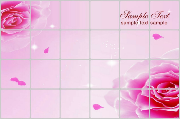 Decal dán tường Miếng dán bếp tráng nhôm cách nhiệt hoa hồng nền sọc caro