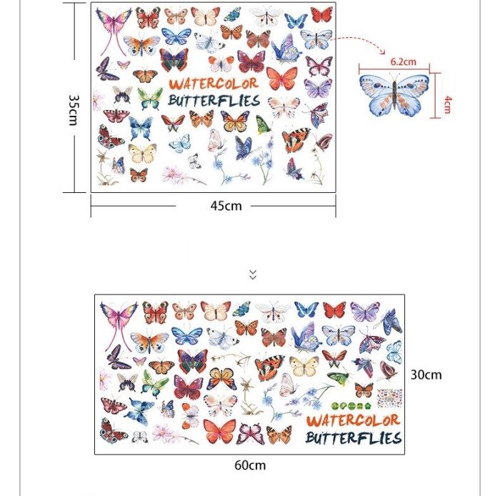 Đàn bướm sắc màu decal dán tường, lớp học mầm non, dán theo sở thích, giá rẻ ở TPHCM - 4