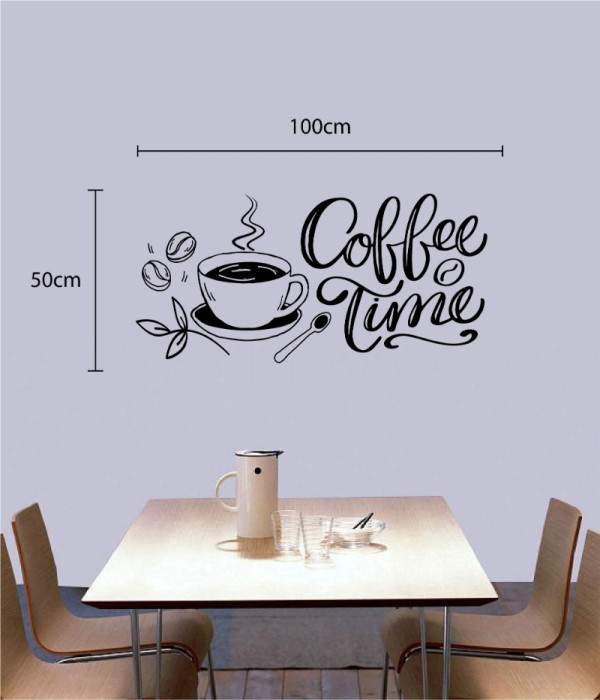 Decal chữ coffee time và tách cà phê màu đen decal dán tường, trang trí quán cafe, có sẵn keo, cao cấp tại TPHCM - 2