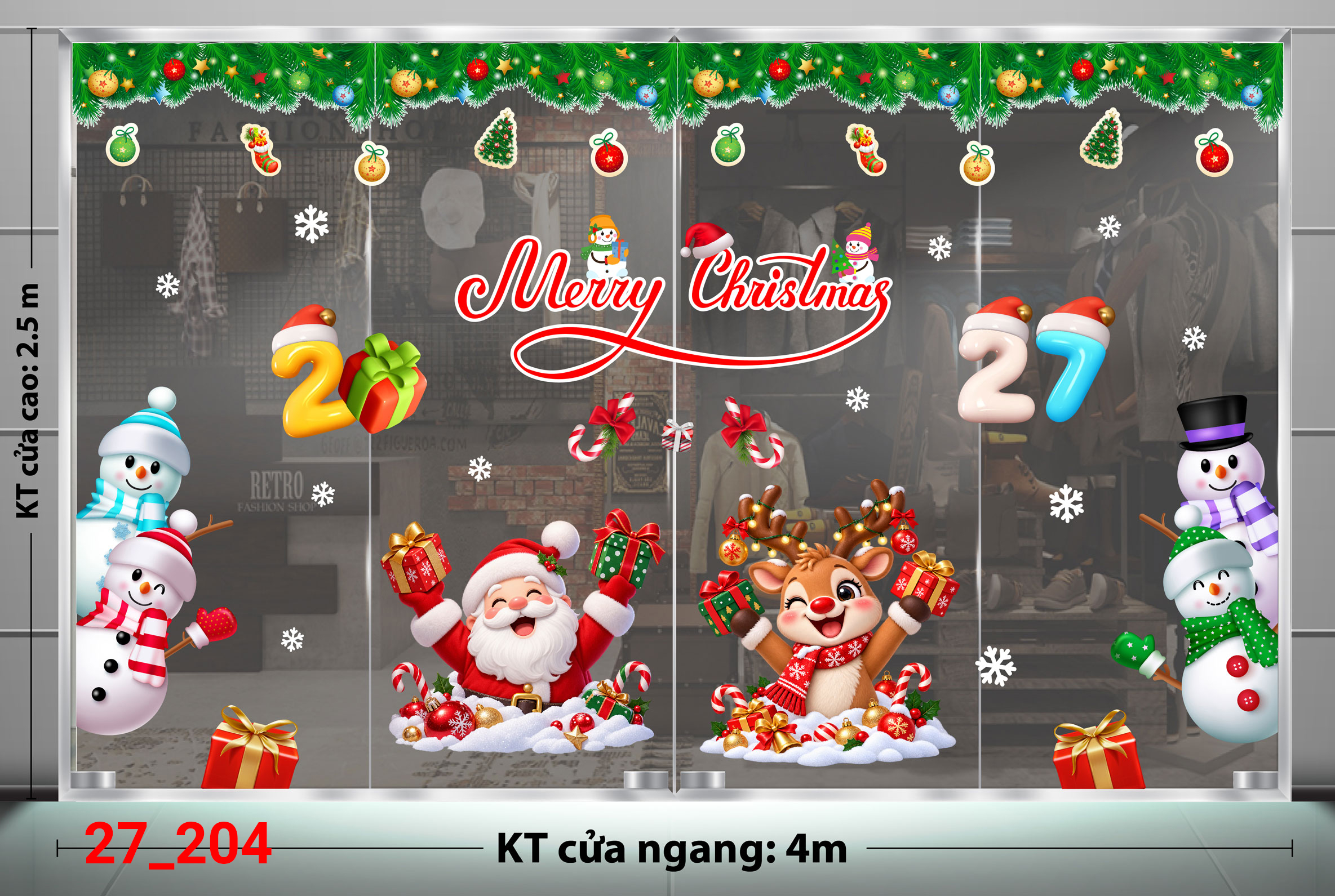 Decal dán tường Decal dán Noel combo số 204