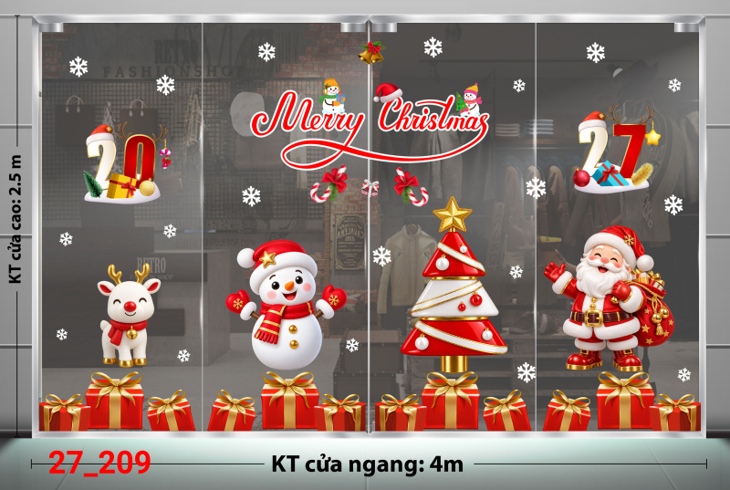 Decal dán tường Decal dán Noel combo số 209