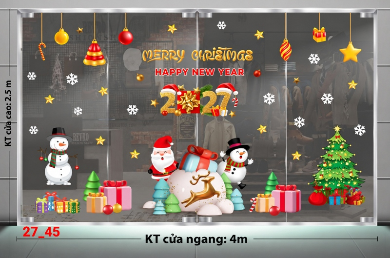 Decal dán tường Decal dán Noel combo số 45
