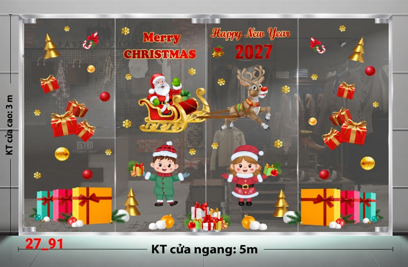 Decal dán tường Decal dán Noel combo số 91