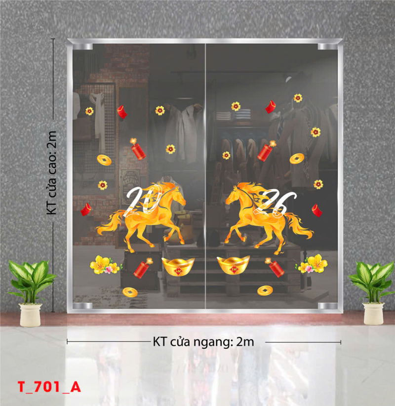 Decal dán tường Decal Tết xuân 2026- Tết xuân 701A