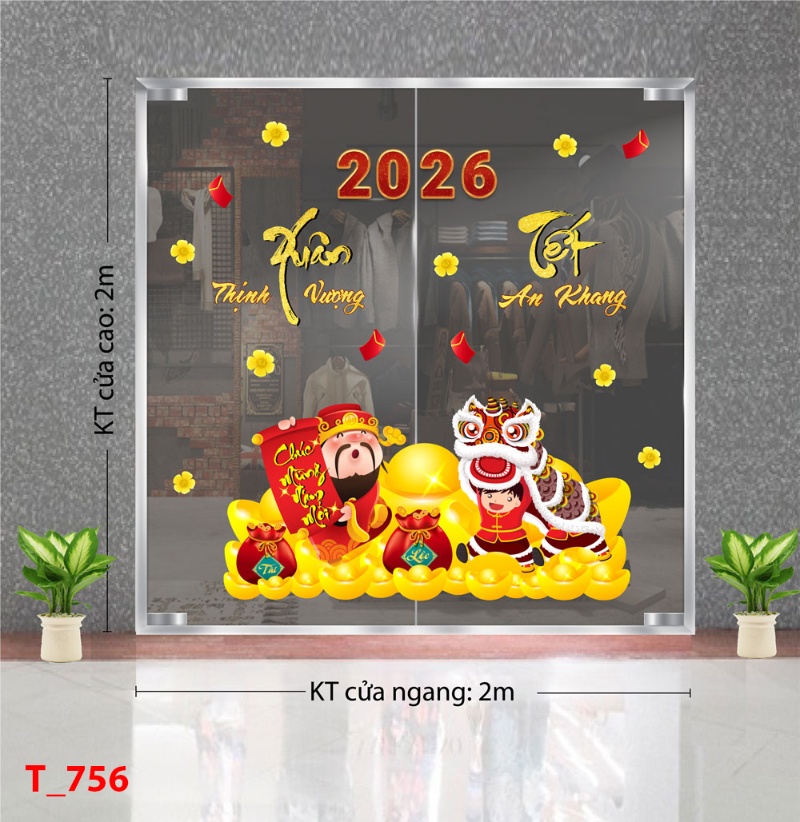 Decal dán tường Decal Tết xuân 2026  -  Tết xuân  756A