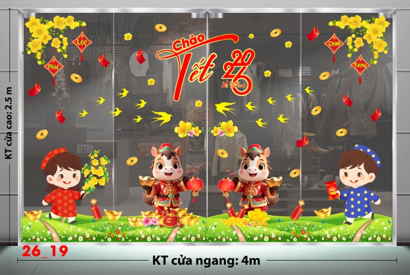 Decal dán tường Decal dán Tết - Tết xuân combo  19