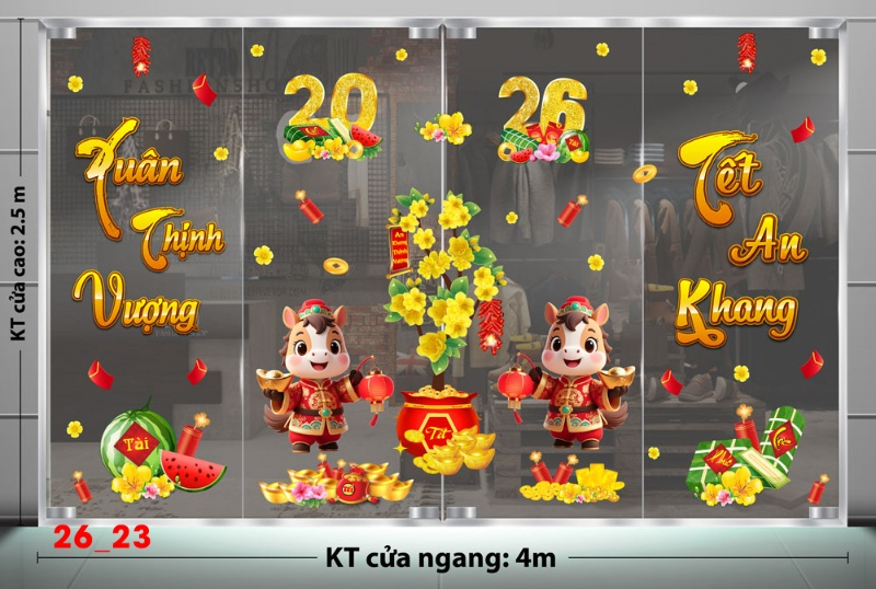 Decal dán tường Decal dán Tết - Tết xuân combo 23