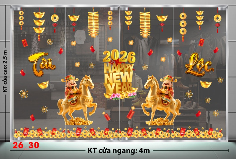 Decal dán tường Decal dán Tết - Tết xuân combo 30