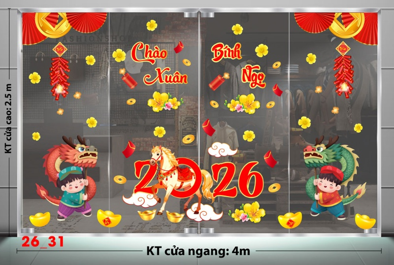 Decal dán tường Decal dán Tết - Tết xuân combo 31