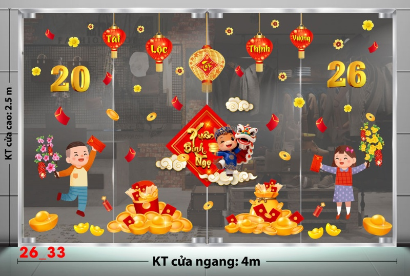 Decal dán tường Decal dán Tết - Tết xuân combo 33