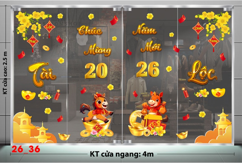 Decal dán tường Decal dán Tết - Tết xuân combo 36