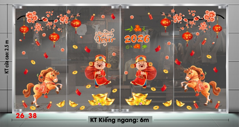 Decal dán tường Decal dán Tết - Tết xuân combo  38