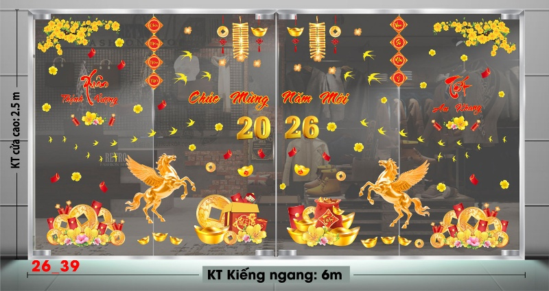 Decal dán tường Decal dán Tết - Tết xuân Combo 39