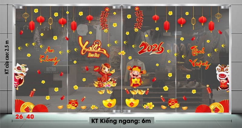 Decal dán tường Decal dán Tết - Tết xuân Combo 40