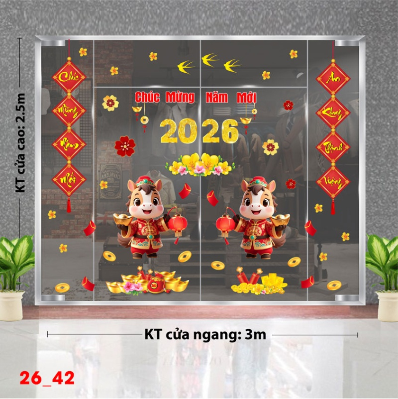 Decal dán tường Decal dán Tết - Tết xuân Combo 42