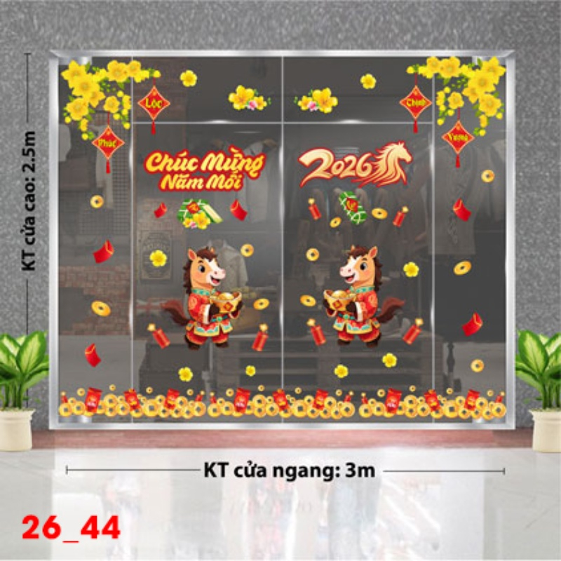 Decal dán tường Decal dán Tết - Tết xuân Combo 44
