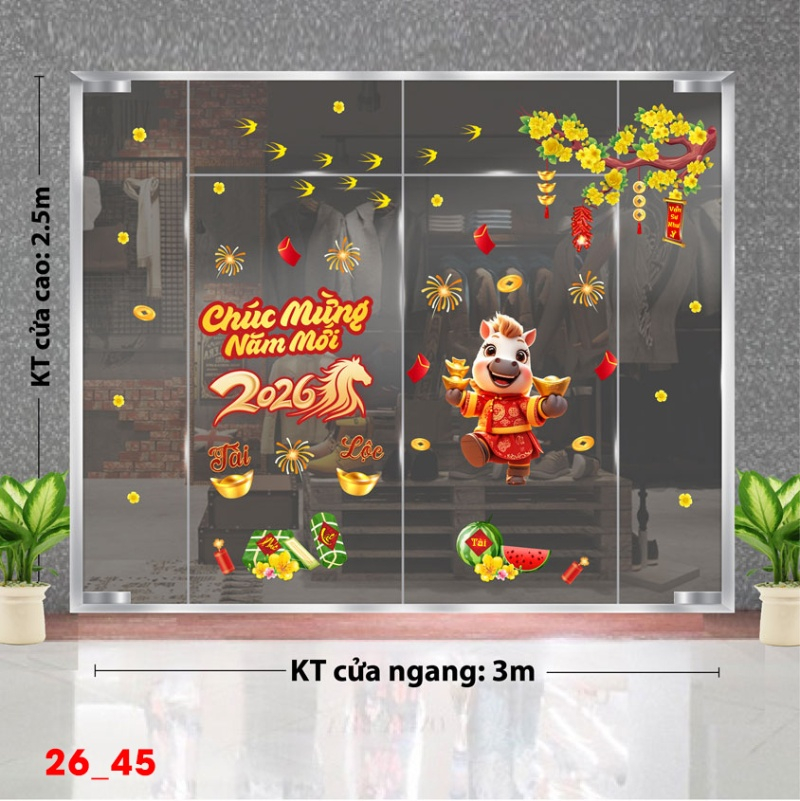 Decal dán tường Decal dán Tết - Tết xuân Combo 45