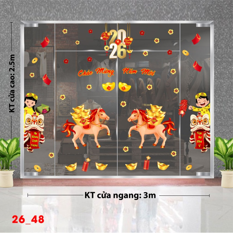 Decal dán tường Decal dán Tết - Tết xuân Combo 48
