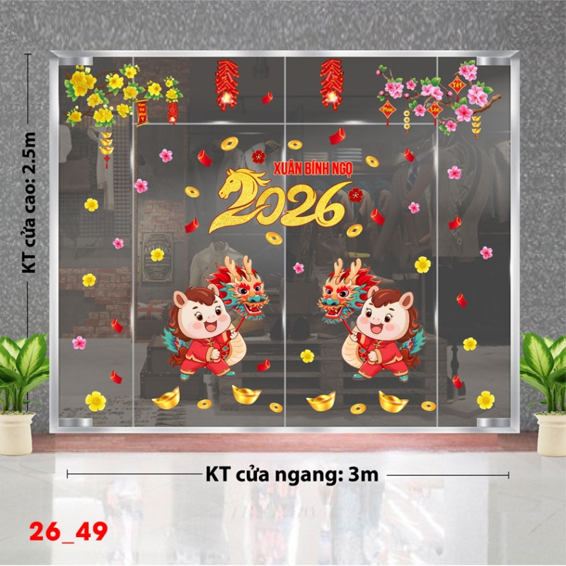Decal dán tường Decal dán Tết - Tết xuân Combo 49