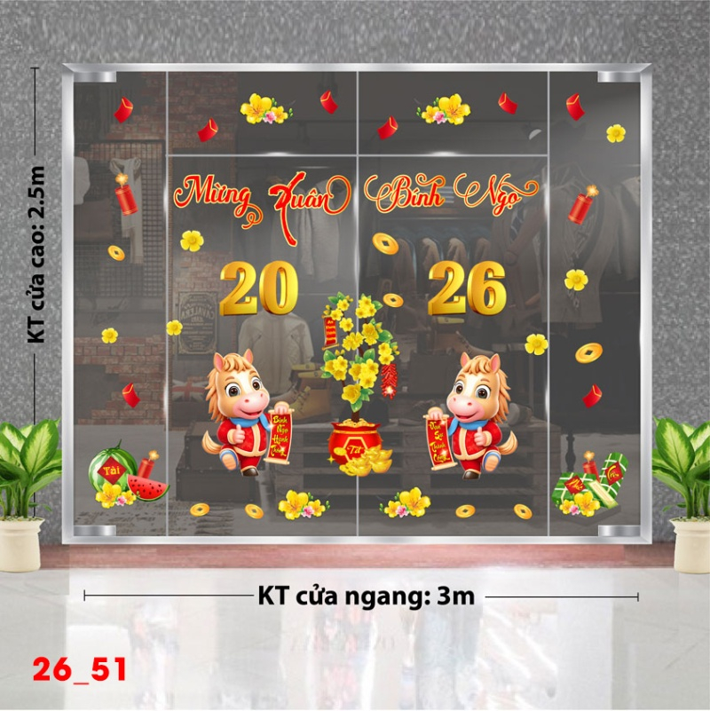 Decal dán tường Decal dán Tết - Tết xuân Combo 51