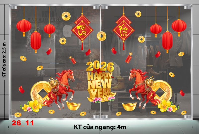 Decal dán tường Decal dán Tết - Tết xuân combo số 11