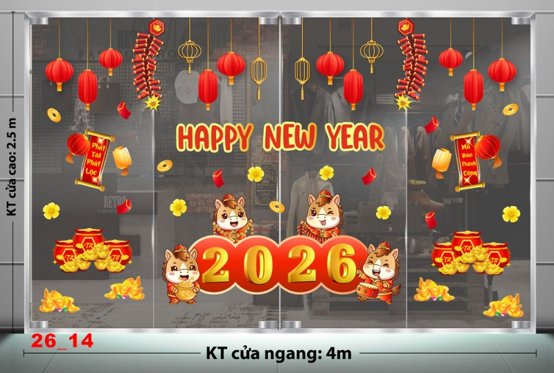 Decal dán tường Decal dán Tết - Tết xuân combo số 14