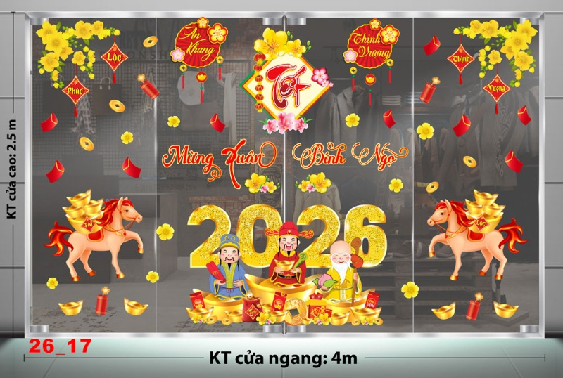 Decal dán tường Decal dán Tết - Tết xuân combo số 17