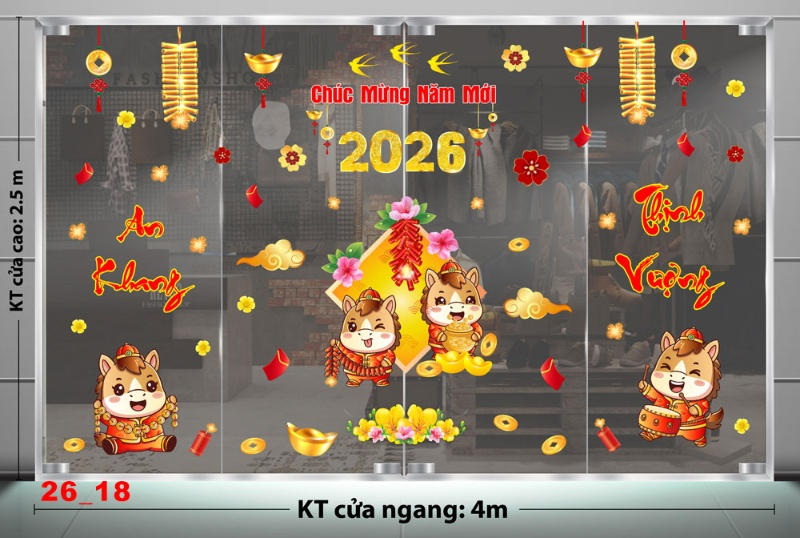 Decal dán tường Decal dán Tết - Tết xuân combo số 18
