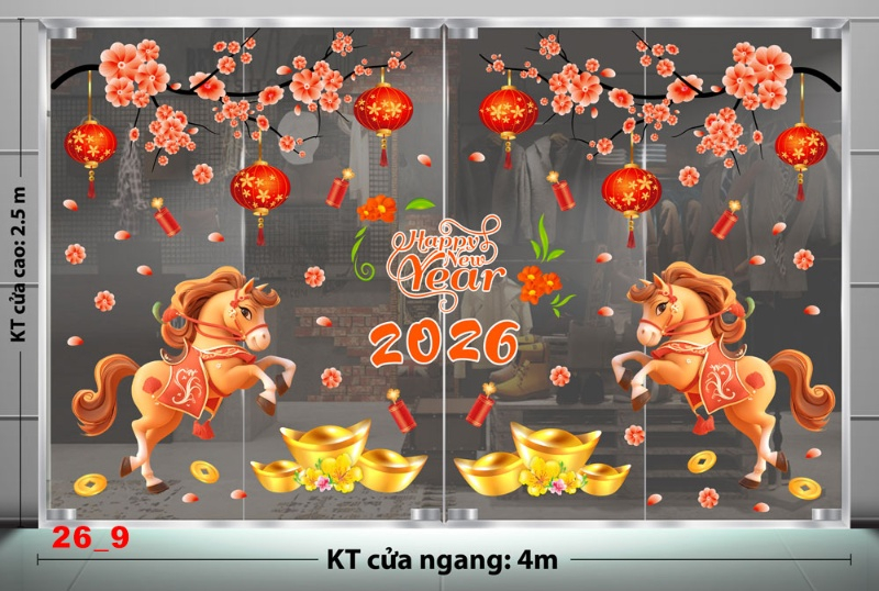 Decal dán tường Decal dán Tết - Tết xuân combo số 9
