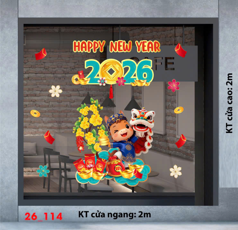 Decal dán tường Decal dán Tết 2026 - Tết xuân 114