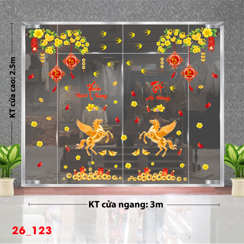 Decal dán tường Decal dán Tết 2026 - Tết xuân Combo 123